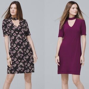 White House Black Market Floral Reversible Choker Shift Dress Size Small NWT